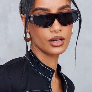 Grey Transparent Frame Sporty Visor Sunglasses